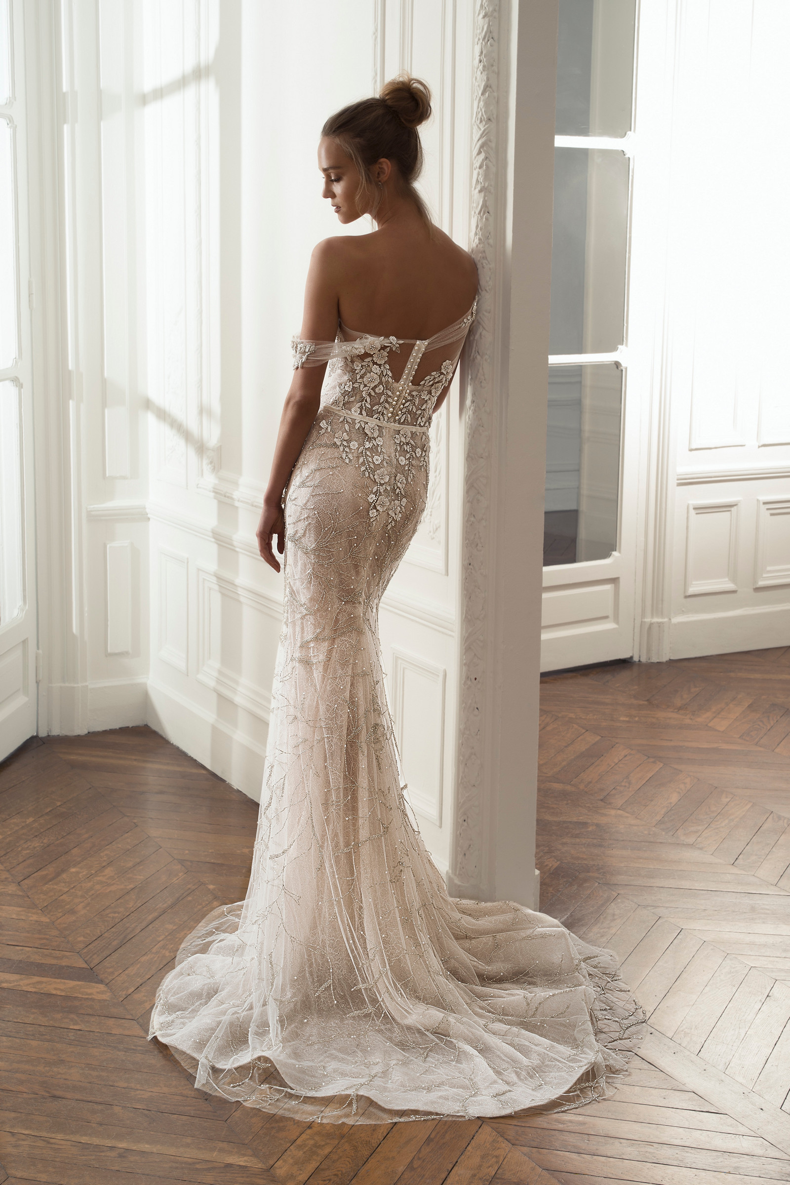 Beaded Mermaid Dresses Lace Appliqued Sweep Train One Shoulder Julie Vino Boho Wedding Dress Custom Plus Size Bridal Gowns