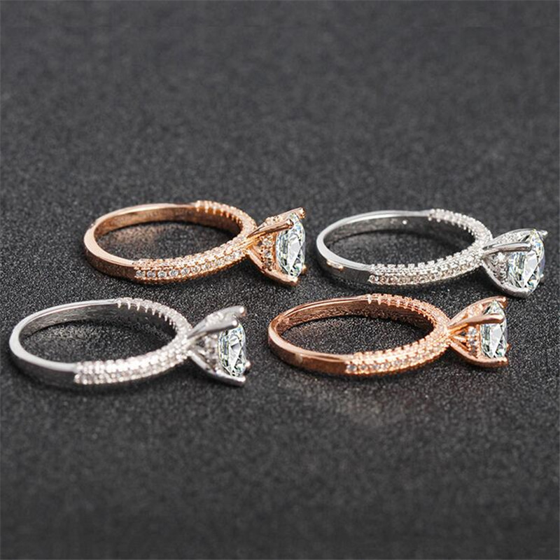 Rulalei Brand New High Quality Luxury Jewelry 925 Sterling Silver&Rose Gold Fill White Topaz CZ Diamond Gemstones Wedding Band Ring Gift