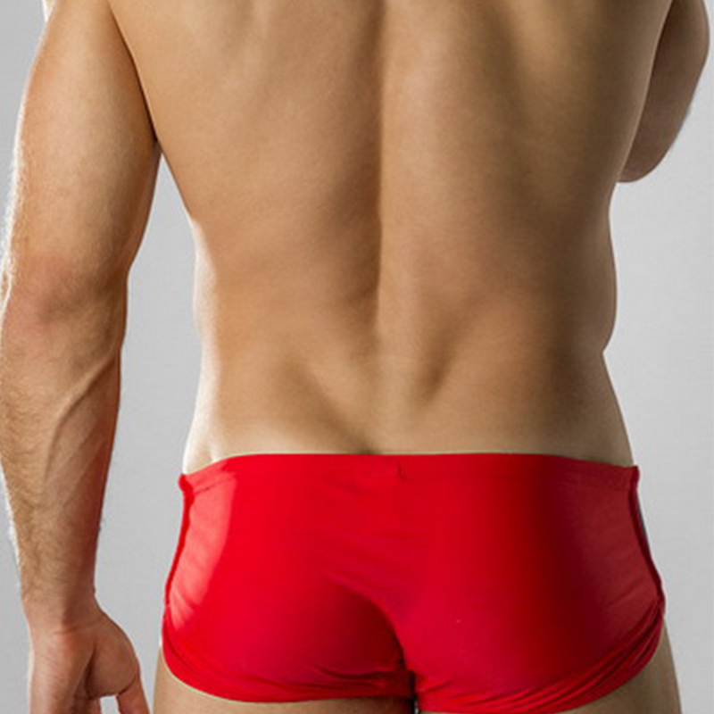 Men Swimsuit Breathable Swimwear Drawstring Waistband Beachwear Quick Dry Elastic Swim Trunks Black Blue Red Swim Briefs S-XL 220505