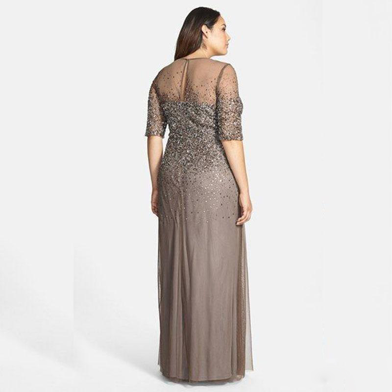 2020 Newest Mother Of The Bride Dresses Chiffon Jewel Neck 1/2 Sleeve Mother Bride Dresses Sequins Ankle Length Wedding Guest Dress
