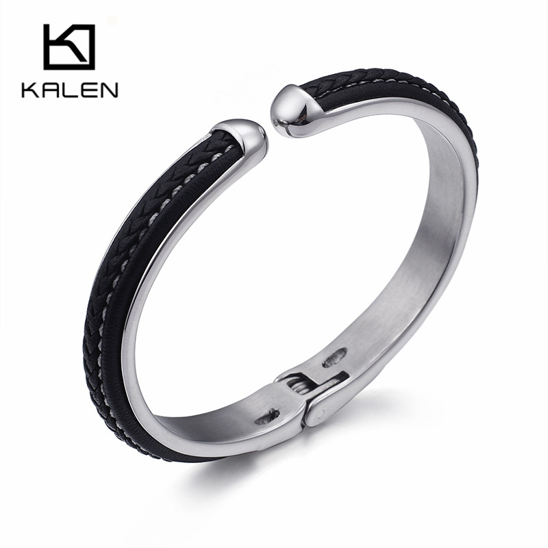 High Polished Stainless Steel Opening Cuff Bangles For Men Vintage Black Leather Hinged Bangles Bracelets Homme Jewelry
High Polished Stainless Steel Opening Cuff Bangles For Men Vintage Black Leather Hinged Bangles Bracelets Homme Jewelry