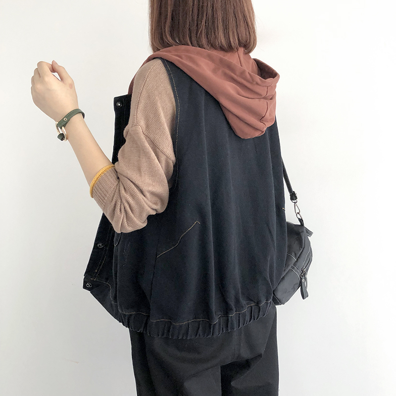 Denim Women Vest Hooded 2019 Sleeveless Spring Autumn Loose Fashion Solid Color Women Coat YoYiKamomo, Black
Denim Women Vest Hooded 2019 Sleeveless Spring Autumn Loose Fashion Solid Color Women Coat YoYiKamomo, Black