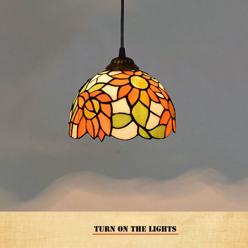 20CM European creative pastoral sun flower small chandelier Tiffany stained glass aisle balcony corridor bar chandelier TF059