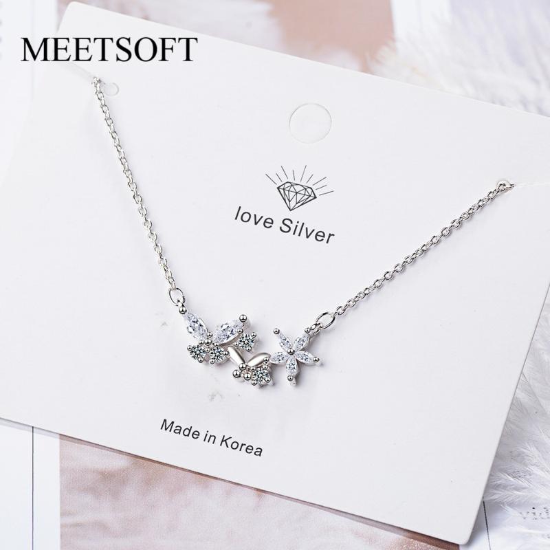 MEETSOFT 925 Silver Pendant Necklace Minimalist Clavicle Chain Female Small Crystal Butterfly Flower Trendy Jewerly Gift
MEETSOFT 925 Silver Pendant Necklace Minimalist Clavicle Chain Female Small Crystal Butterfly Flower Trendy Jewerly Gift