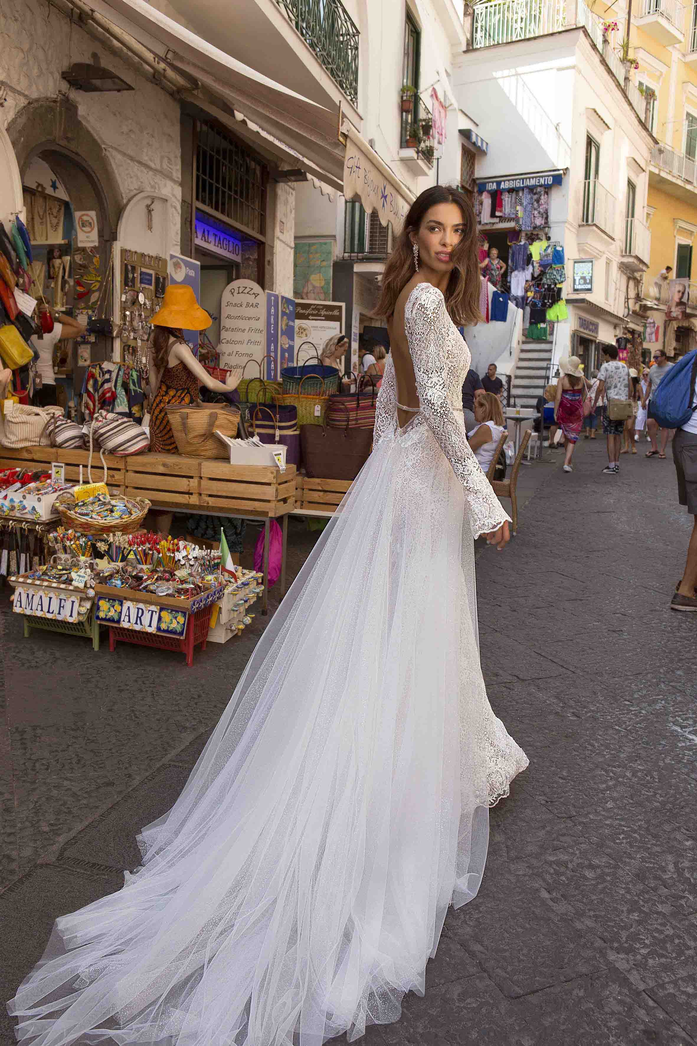 Berta 2021 Mermaid Beaded Wedding Dresses With Detachable Train Long Sleeve Lace Appliqued Wedding Dress Bridal Gowns robes de mariée
