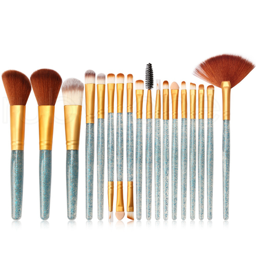 Shiny Makeup Brush Set Professional Glitter Powder Eyeliner Eyelash Lip Foundation Brushes Set Make Up Tool Kit 18Pcs/set Juego De Brochas De Maquilla