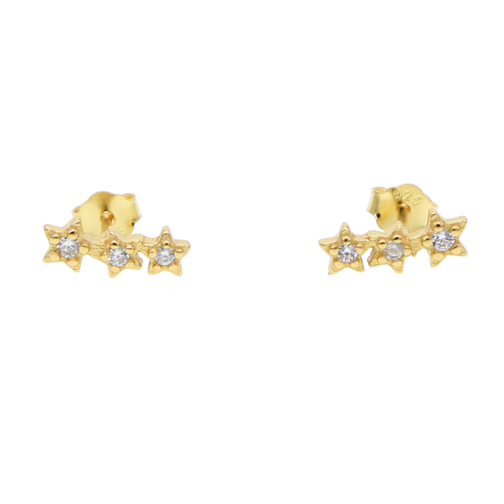 triple tiny star stud earring for girl 925 sterling silver minimal delicate jewelry