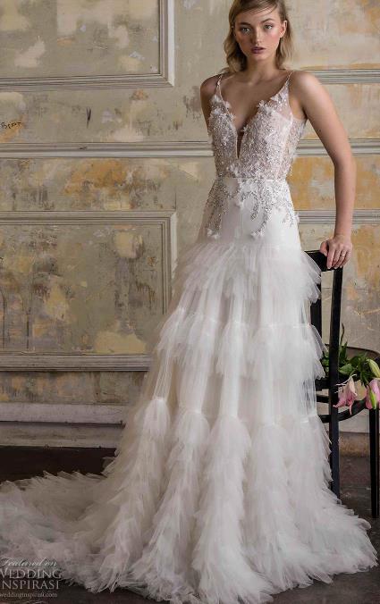 limor rosen mermaid wedding dresses v neck lace bridal gowns backless fluffy skirt boho wedding dress custom