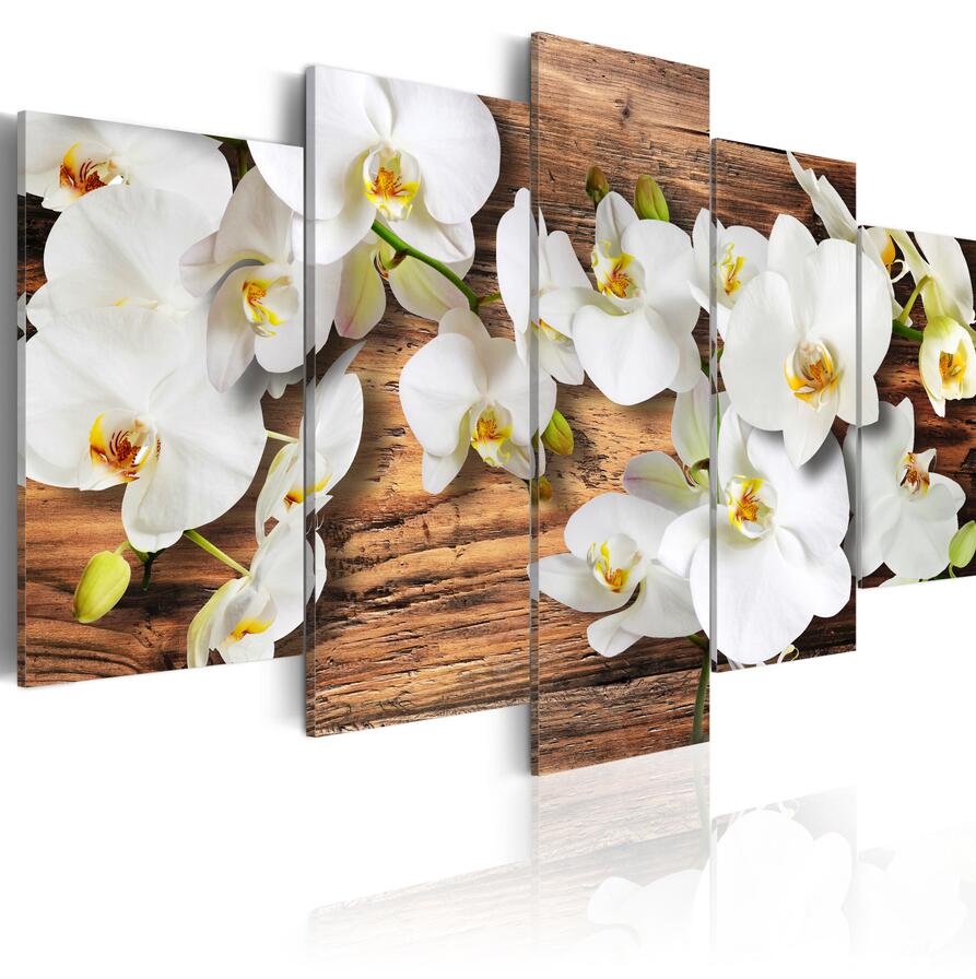 5 Panel Modern Printed fire flowers Landscape Painting Picture orchids Canvas Art Painting for Living Room Gift Oil Picture Printed on Canva