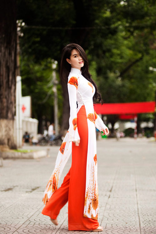 Authentic Vietnam Aodai cheongsam Robe traditional high split wide leg pants two-piece Suits horseshoe lotus thin Vietnamese Aodai Dress