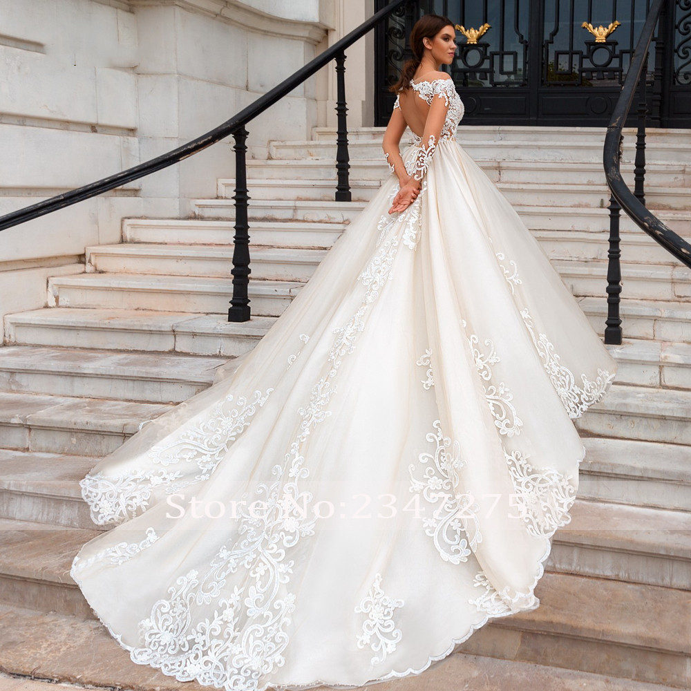 Loverxu Sexy Backless Long Sleeve Ball Gown Wedding Dresses 2019 Scoop Neck Appliques Beaded Chapel Train Vintage Bridal Gowns, White
Loverxu Sexy Backless Long Sleeve Ball Gown Wedding Dresses 2019 Scoop Neck Appliques Beaded Chapel Train Vintage Bridal Gowns, White