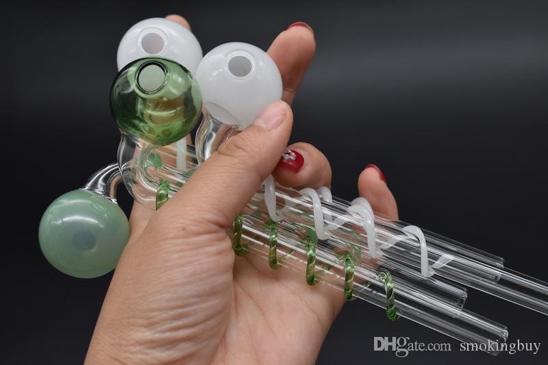 14cm Colorful pyrex pyrex oil burner pipe spiral oil pipe thick heady glass oil water pipe for smoke free shipping