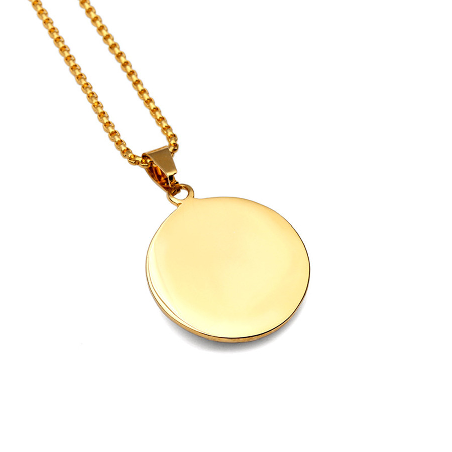 Fashion Mens Women 18k Gold Plate Pendant Necklace Round Charm Tree of Life Pendants Stainless Steel 60cm Long Chain Design Hip Ho