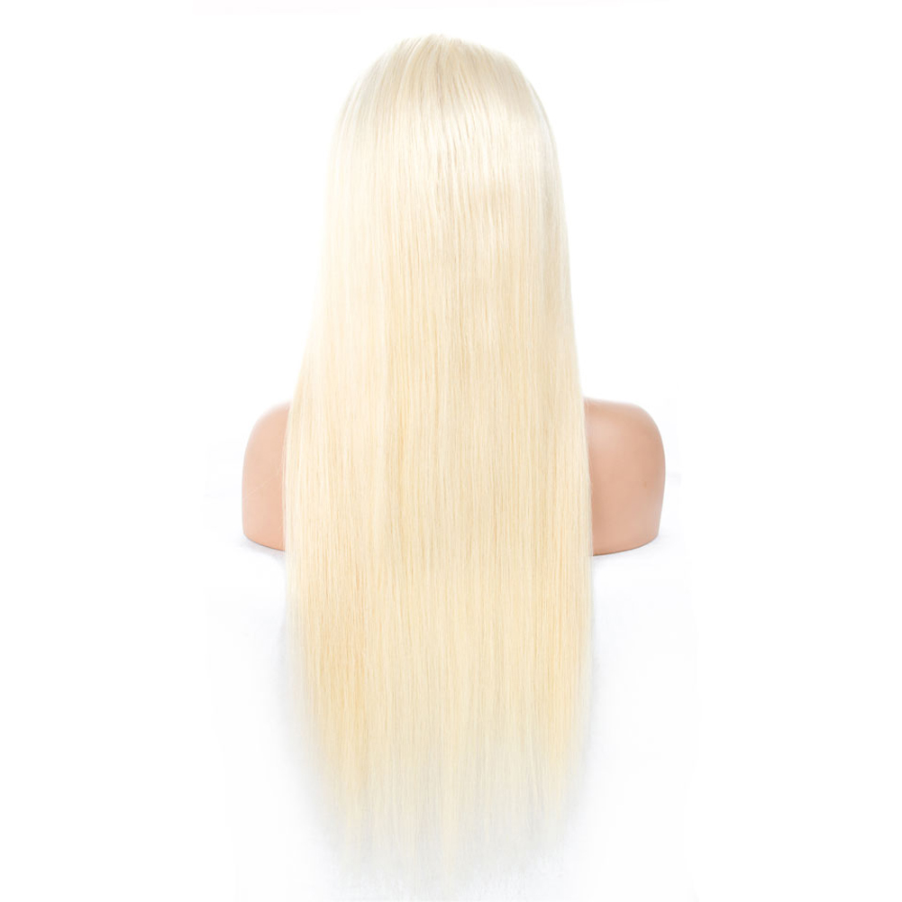 Free Shipping Russian Blonde #613 with Transparent Lace Front Human Hair Wigs for Women Silk Straight Brazilian Remy Human Hair Wig