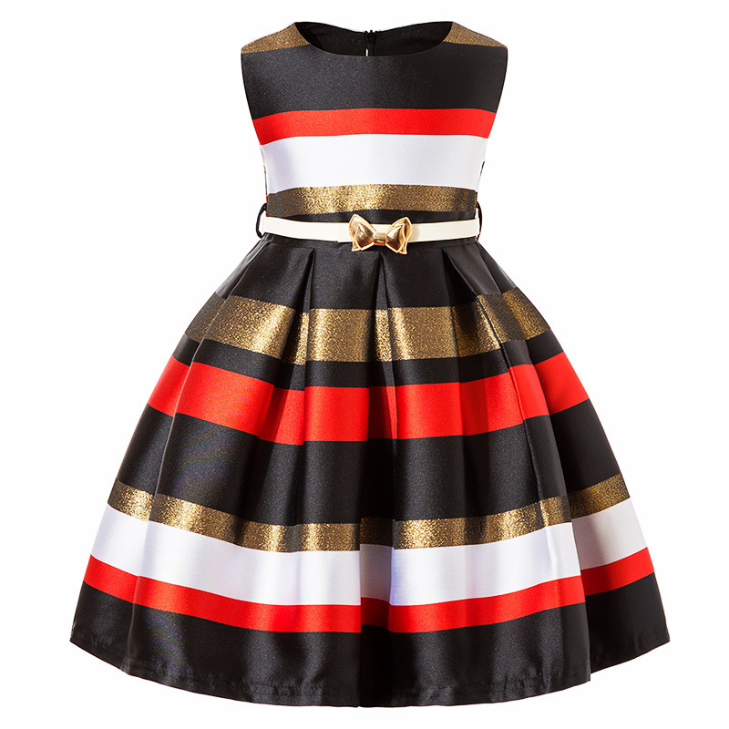 Baby Girls Flower Striped Dress For Girls Formal Wedding Party Dresses Kids Princess Christmas Dress Children Girls Clothing