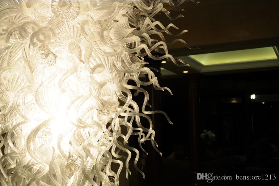 Hot Sale Transparent Pendant Light Free Shipping 100% Hand Blown Glass Chandelier Lighting Art Big Lamp Lobby Hall Gothic Chandelier