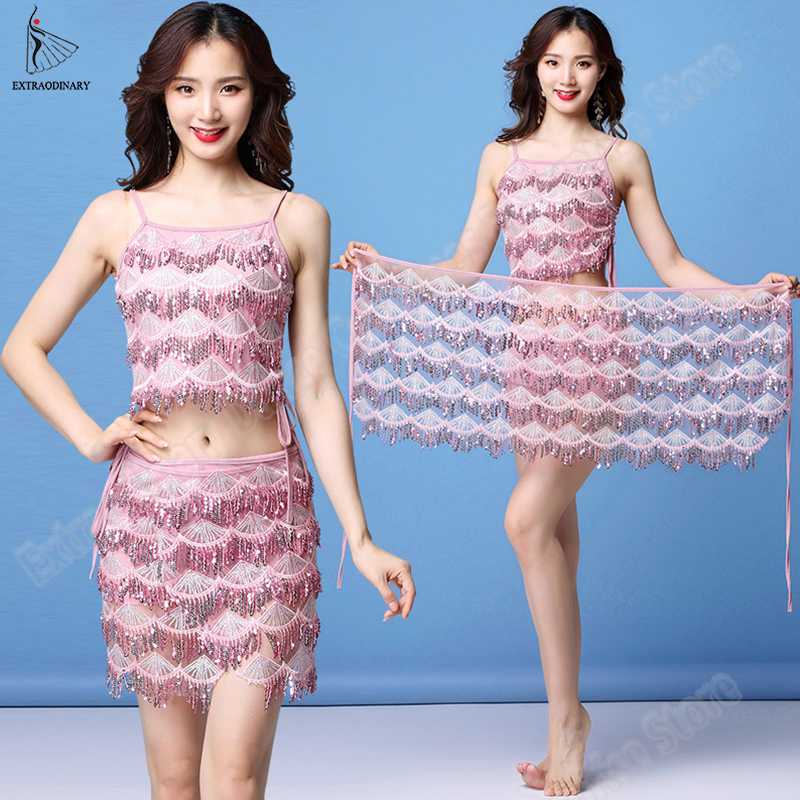 New Style Women Top Hip Scarf Costumes Belly Dance Belt Top Sequins Tassel Practice Clothes Stage Performance 2 Pieces, Black
New Style Women Top Hip Scarf Costumes Belly Dance Belt Top Sequins Tassel Practice Clothes Stage Performance 2 Pieces, Black