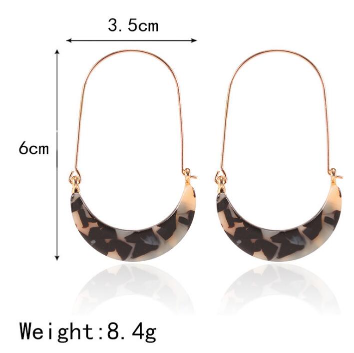 European and American new earrings creative alloy crescent acrylic acetate leopard plate earrings big ear hook earrings WY711