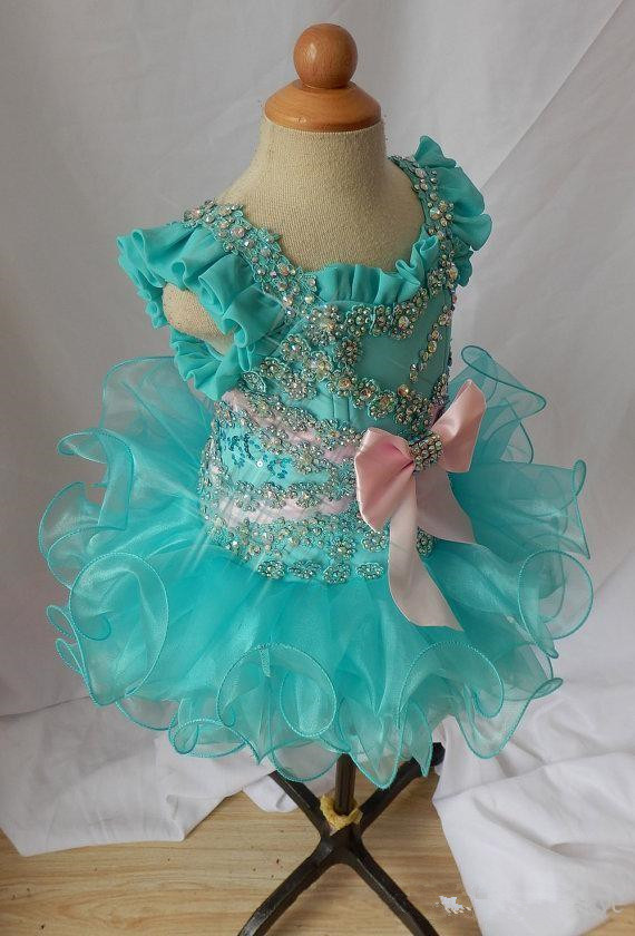 Cupcake toddler for little girls glitz scoop beaded bow green spaghetti lace up organza ball gowns girls pageant dresses glitz kids formal