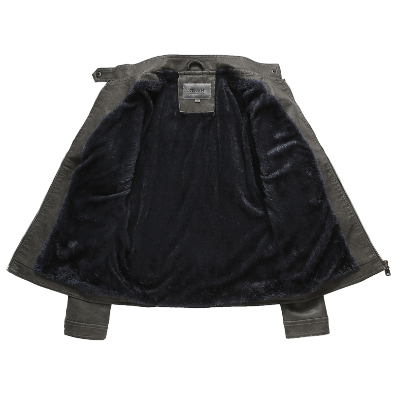 Women Leather Jacket Slim Vintage Matte Leather Coat Wool Inner Winter Suede Stand Collar Motor Biker Outerwear Jacket Fashion