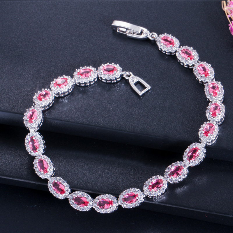 Pera Fashion Women Sterling Silver 925 Jewelry Summer Design Dark Blue CZ Crystal Topaz Oval Bracelets for Mothers Day B070 CX200702