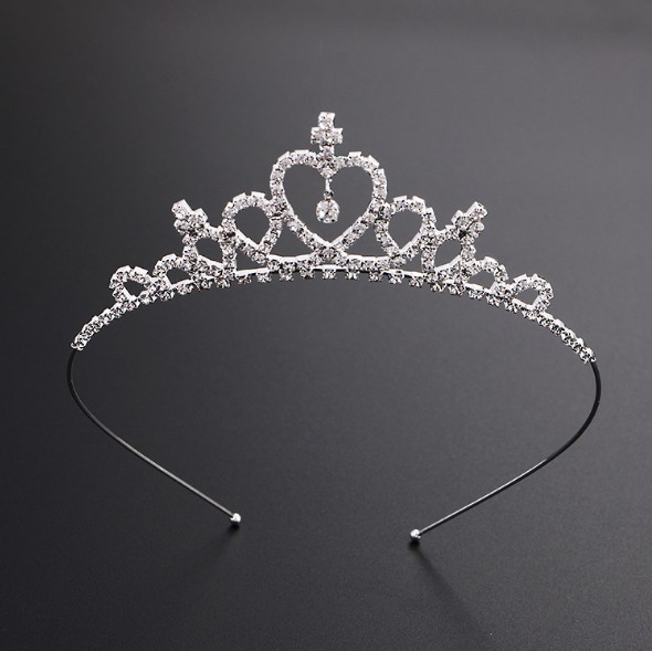 Princess Shiny Crystal Bridal Party Pageant Sier Plated Crown Hairband Wedding Accessories Ornaments Kids Girls Child Prom Rhinestones Birthday Tiara