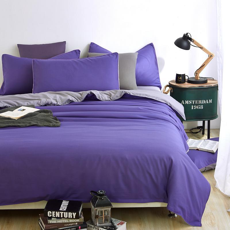 Bedding Sets Simple Color Lake Blue Striped Bed Sheet Duver Quilt Cover Pillowcase Soft Silver Gray King Queen Full Twin
