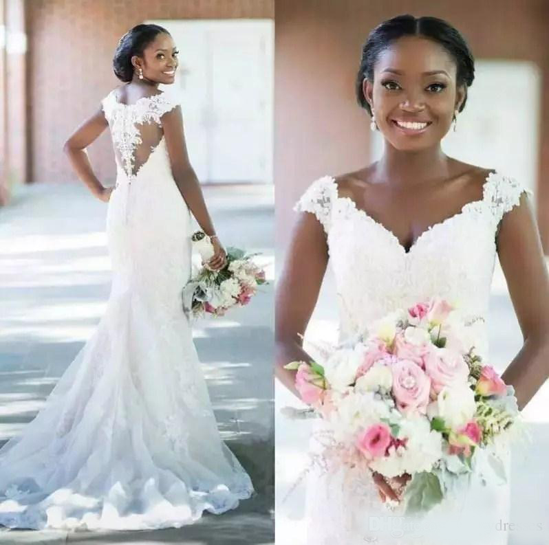 Off Shoulder Lace Appliques Slim Mermaid Wedding Dresses 2020 Modest Slim Long Bridal Gowns Vestidos De Mariee African Style Customized
