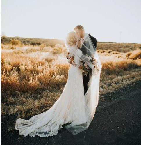 country boho mermaid wedding dresses sexy long sleeve lace appliqued bridal gowns sheer nigerian arabic marriage dress robe de mariee
