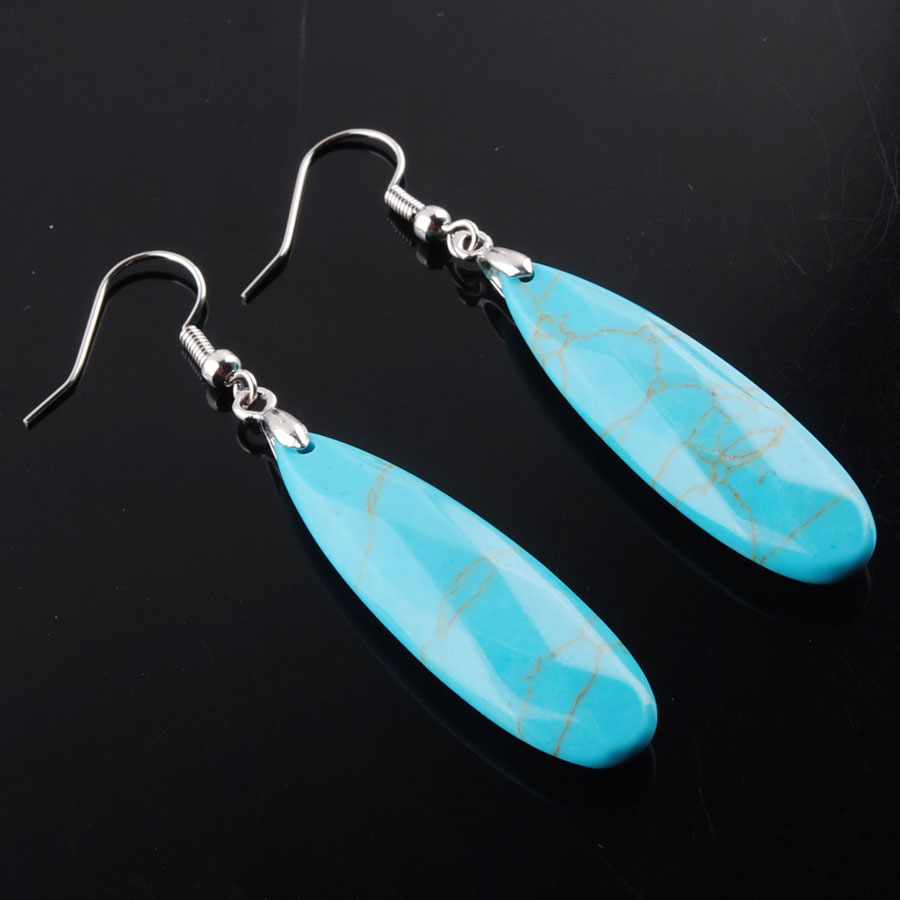 WOJIAER Natural Earrings Reiki Gem Stone Beads Dangle Hook Drop Earring Vintage Faceted Polygon for Female Jewelry DBR325