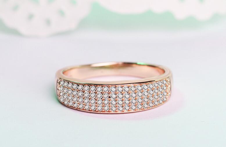 Sterg CZ Dia Wedding Band - Sier & Rose Gold Promise Ring