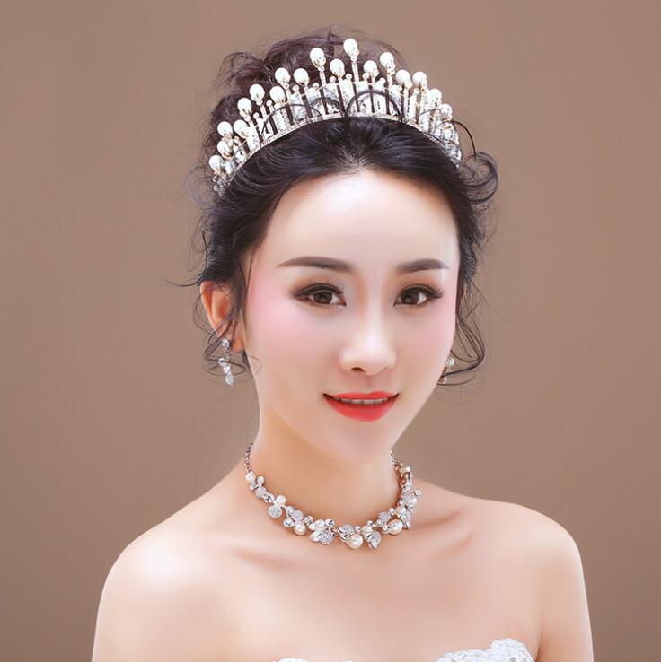 Bridal Jewelry valentine's day gift bride accessories set for Wedding decorations necklace earrings and a crown set
