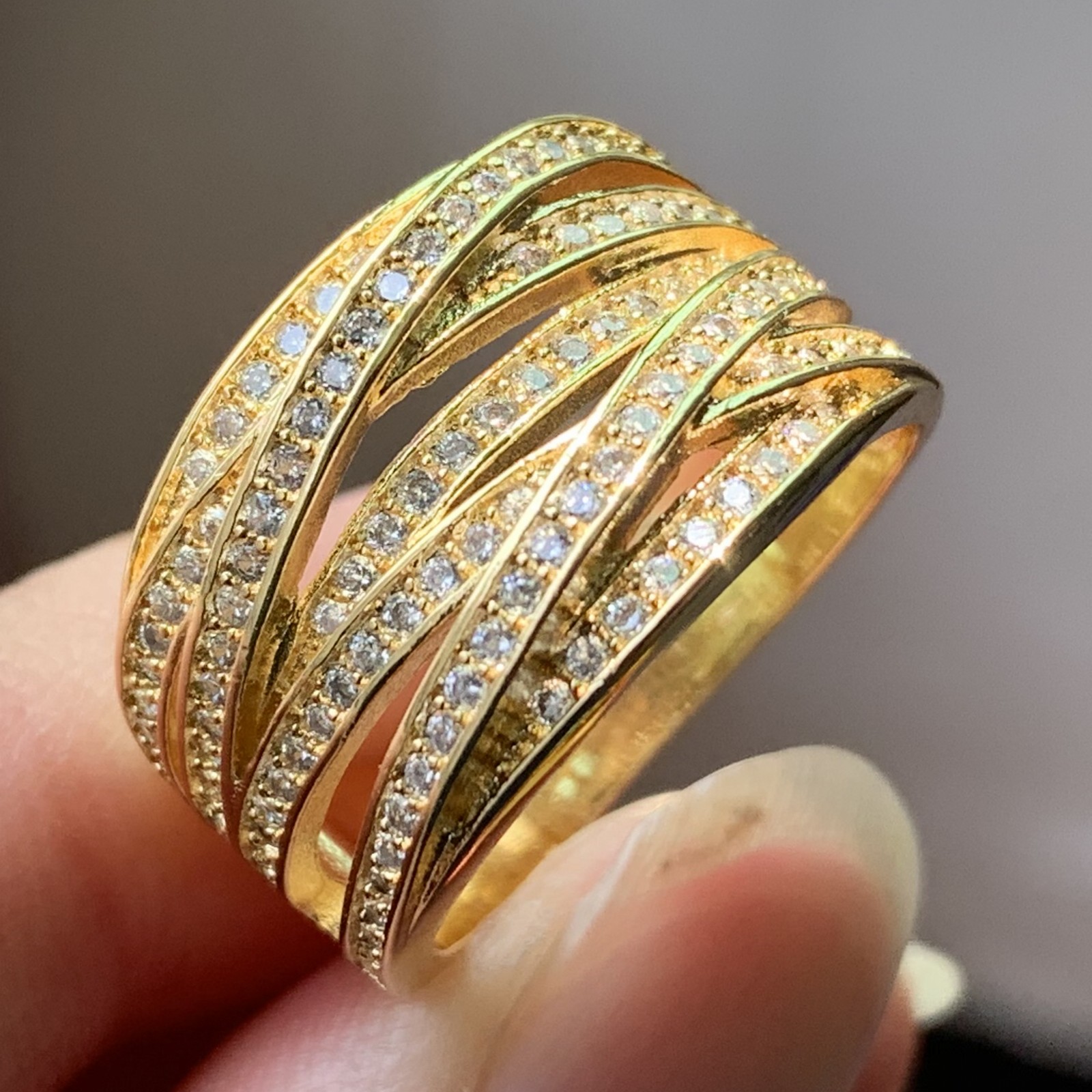 Size 6-10 Luxury Jewelry 10KT Gold Fill Cross Ring Pave White Sapphire CZ Diamond Party Eternity Wedding Engagement Band Ring for Women Gift