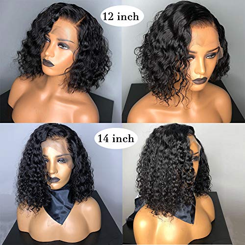 Lace Front Wig 10A Water Wave beauty Peruvian virgin Human Hair Adjustable Wigs with Baby Hairs for Black Women 10 inches diva1