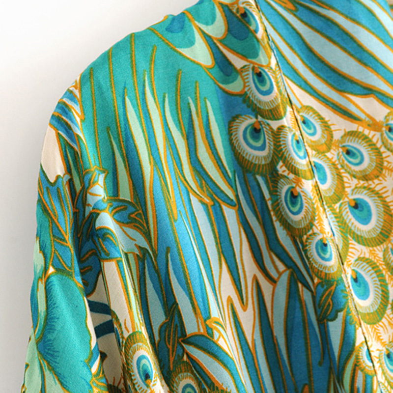 Boho Summer blouses Beach Vintage Bird Floral Print Sashes Kimono Women 2022 New Fashion Cardigan Ladies Blouses Casual Blusas Mujer