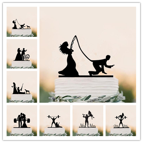Mixed Funny Style Black Acrylic Wedding Cake Topper Bride & Groom Cake Topper MR & Mrs Decorating with free shipping
Mixed Funny Style Black Acrylic Wedding Cake Topper Bride & Groom Cake Topper MR & Mrs Decorating with free shipping