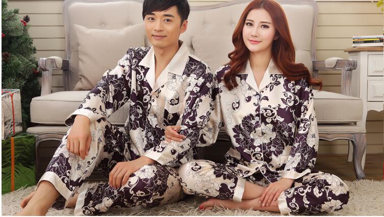 Wholesale-Women Men Winter Rayon Silk Fleece Sleepwear Pajama Set Couples Robes Nightwear