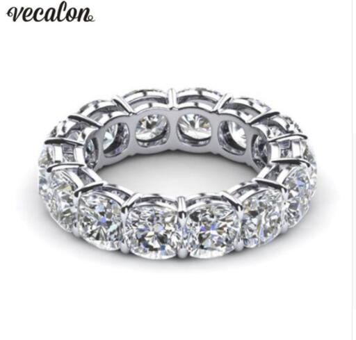 Vecalon 8 styles Lustre Promise Wedding Band Ring 925 Sterling Silver Diamond Engagement rings for women men Jewelry