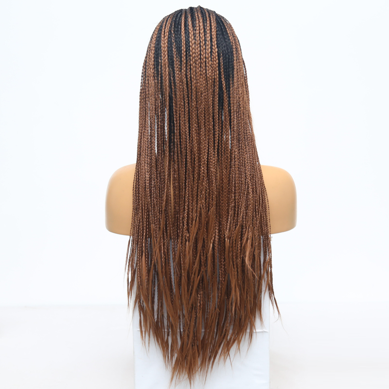 Ombre Wig High Temperature Fiber Hair Synthetic Lace Front Wig with Baby Hair Box Braided Wigs for Women Synthetic Wigs