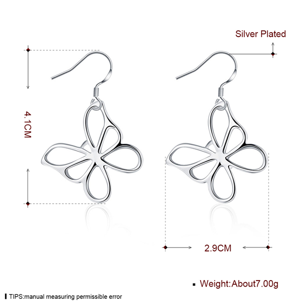 Brand new sterling silver plate Butterfly Earrings DFMSE011,women's 925 silver Dangle Chandelier earrings 10 pairs a lot