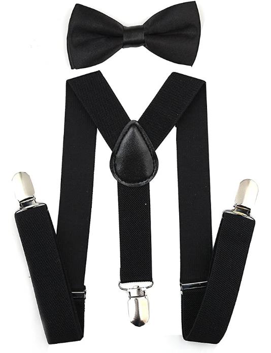Child Kids Suspenders Bowtie Set Adjustable Elastic Suspender Set for Boys Girls Classic Accessory Age 1 to 10 Year