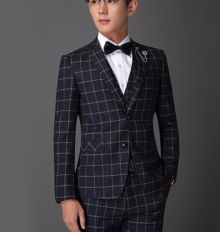 HOT 2020 Spring New men fashion groom wedding dress grid small suit three-piece suit cultivate one's morality /S--XXXL, Gray
HOT 2020 Spring New men fashion groom wedding dress grid small suit three-piece suit cultivate one's morality /S--XXXL, Gray