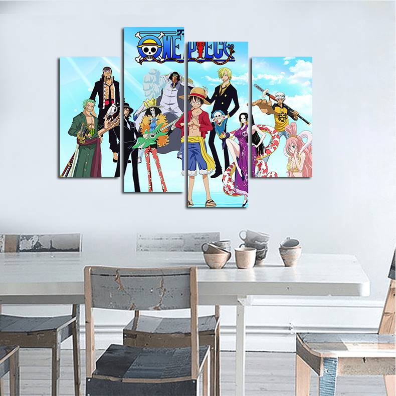 4pcs/set Unframed Onepiece Great Figures Anime Poster Print On Canvas Wall Art Picture For Home and Living Room Decor