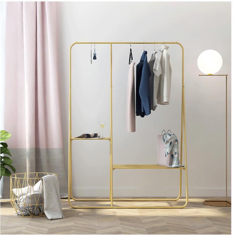 Clothing Shopping Rack Bedroom Furniture Clothes Shop Golden Racks store Window Bag Show shelf Cloth Side Hanging