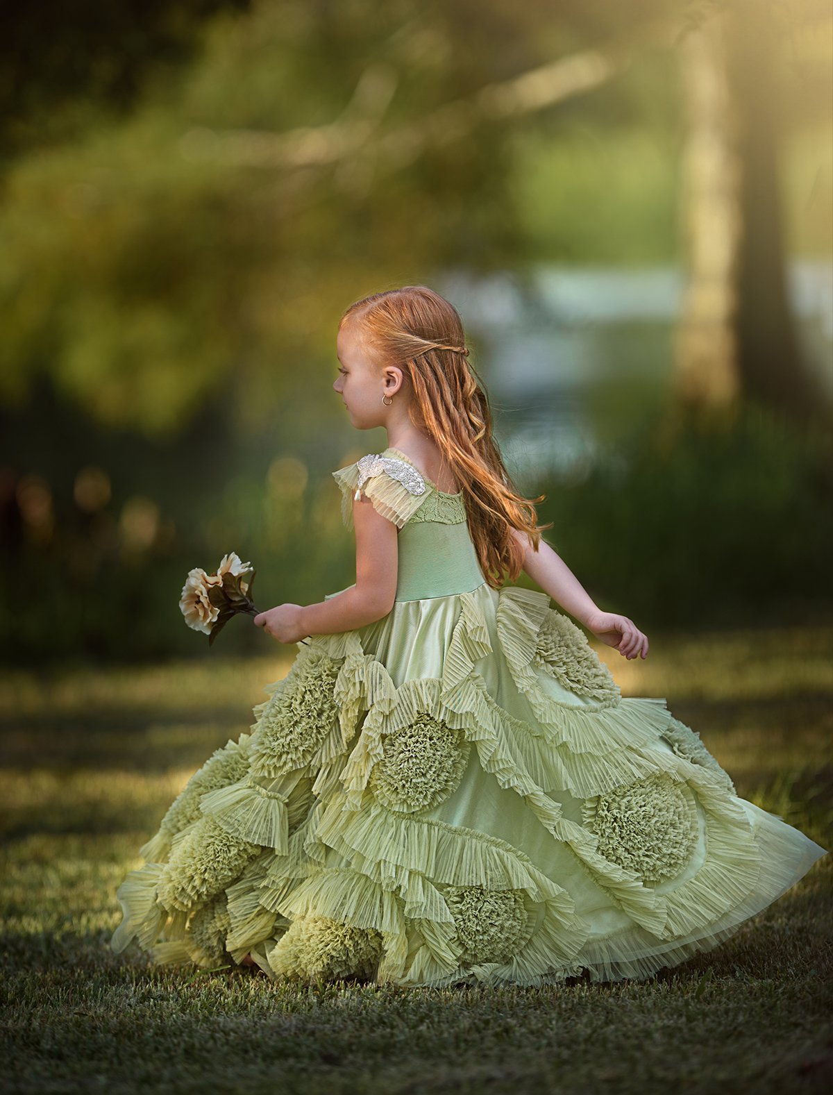 2019 New Beach Flower Girl Dresses Green Boho First Communion Dress For Little Girl Jewel Neck Sleeveless A-Line Cheap Kids Wedding Dress