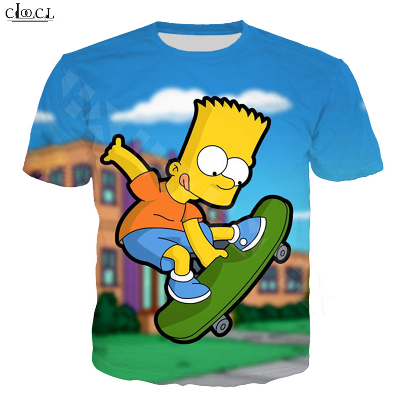 

Cartoon Anime The Simpsons T Shirt Men Women 3D Print Bart Simpson Short Sleeve Sweatshirt Harajuku Streetwear Tops, T shirt 1