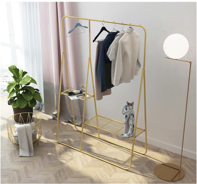 Clothing Shopping Rack Bedroom Furniture Clothes Shop Golden Racks store Window Bag Show shelf Cloth Side Hanging