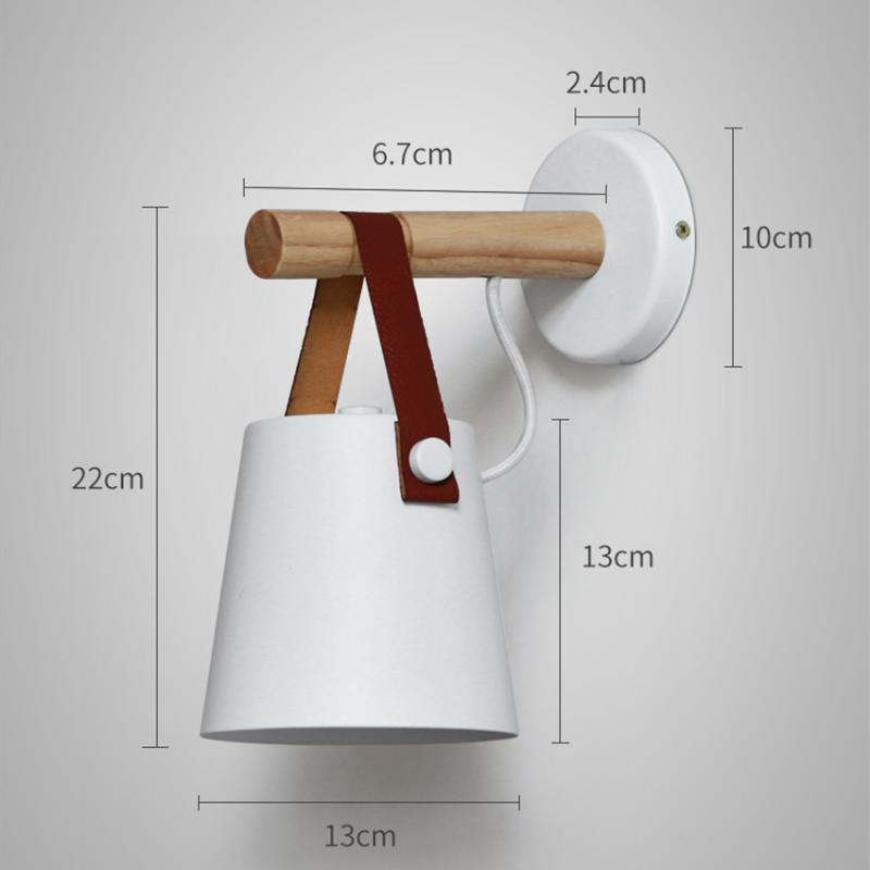 LED Wall Lamps For Living Room Wall Sconces Light E27 Nordic Wooden Belt Light Bed Bedside E27 Lampshade Home Decor