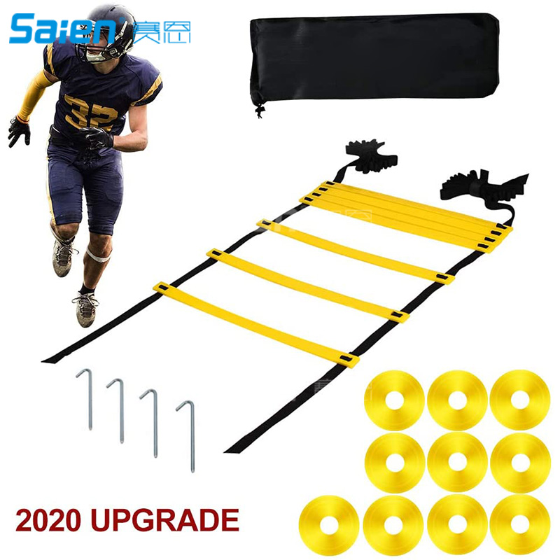 20ft Agility Ladder Set with 12 Rungs, 12/ Sports Disc Cones, 4 Metal Pegs, 1 Carry Bag - for Soccer, Football, Speed Training
20ft Agility Ladder Set with 12 Rungs, 12/ Sports Disc Cones, 4 Metal Pegs, 1 Carry Bag - for Soccer, Football, Speed Training