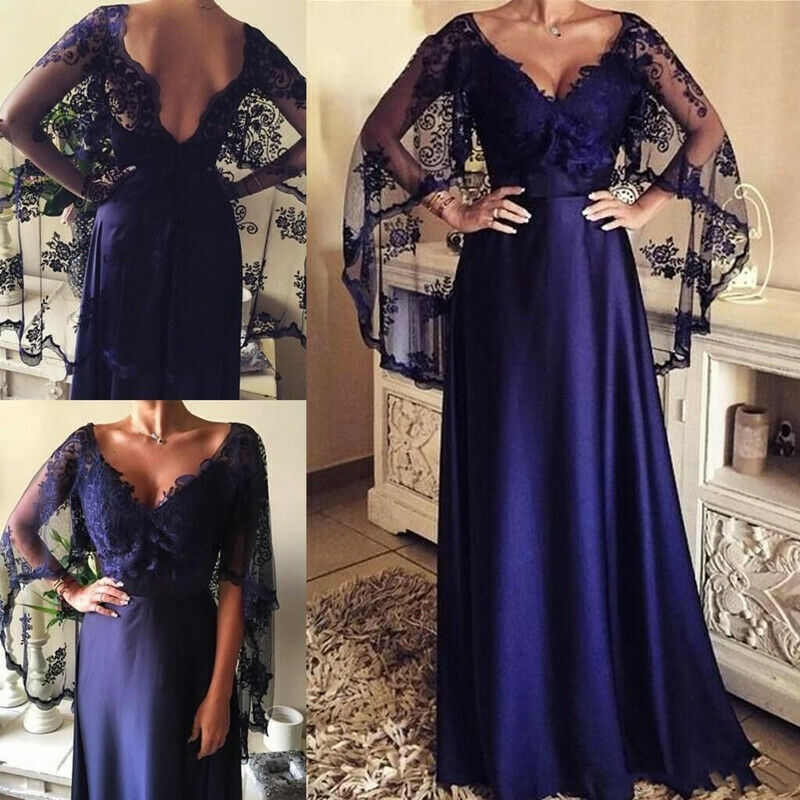 Satin Mother of the Bride Dresses With Lace Cloak Sheer V Neck Mother's Gowns Plus Size Guest Formal Wedding Dress